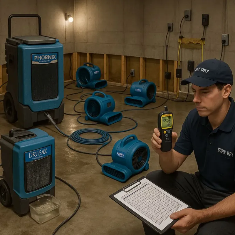 Structural Drying and Dehumidification process in Minden, LA